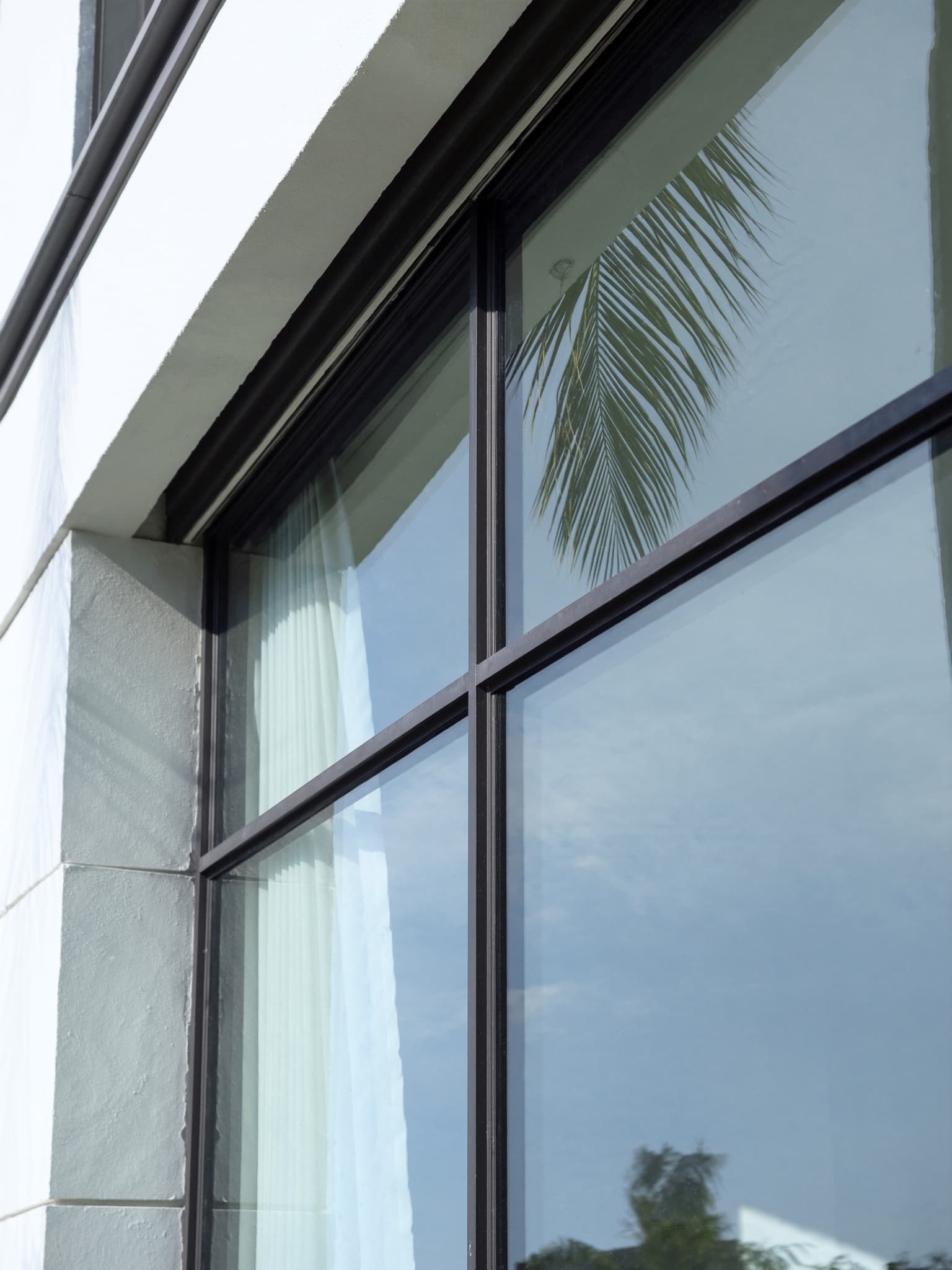 Exterior glass reflecting a clean property after a Curb Appeal window cleaning visit